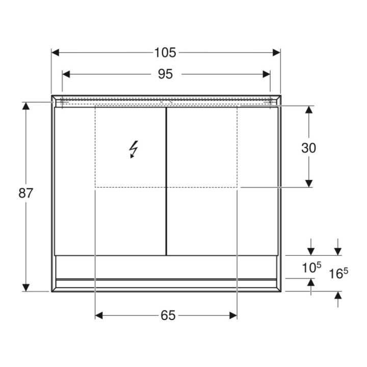 Geberit Armoire miroir One 105x90x15 cm, avec éclairage pb, avec N + ComL, 2 portes
