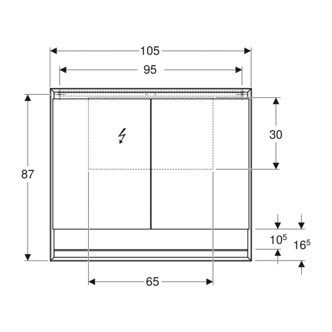 Geberit Armoire miroir One 105x90x15 cm, avec éclairage pb, avec N + ComL, 2 portes