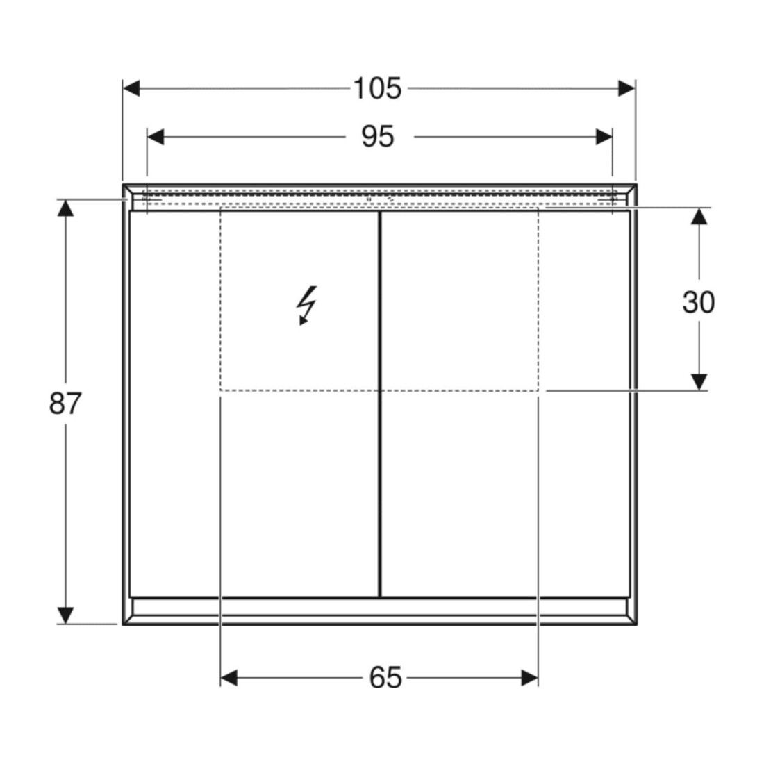 Geberit Armoire miroir One 105x90x15 cm, blanc, avec ComfortLight, 2 portes