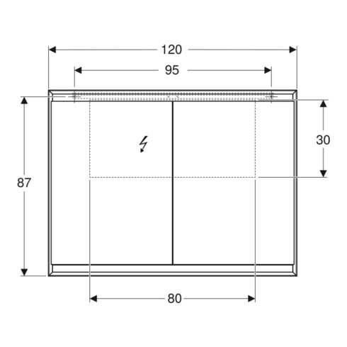 Geberit Armoire miroir One 120x90x15 cm, AL el, avec ComfortL, 2 portes