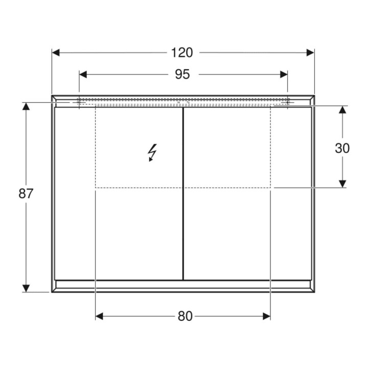 Geberit Armoire miroir One 120x90x15 cm, AL el, avec ComfortL, 2 portes