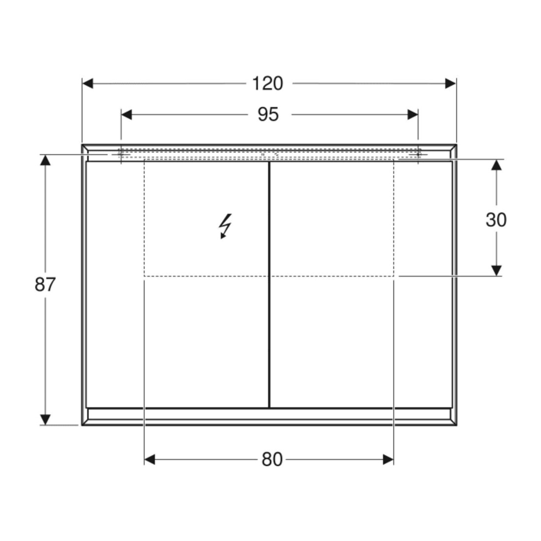 Geberit Armoire miroir One 120x90x15 cm, avec pb, avec ComfortL, 2 portes