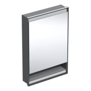 Geberit Armoire miroir One 60x90x15 cm, avec éclairage, 1 porte, droite, blanc avec aluminium