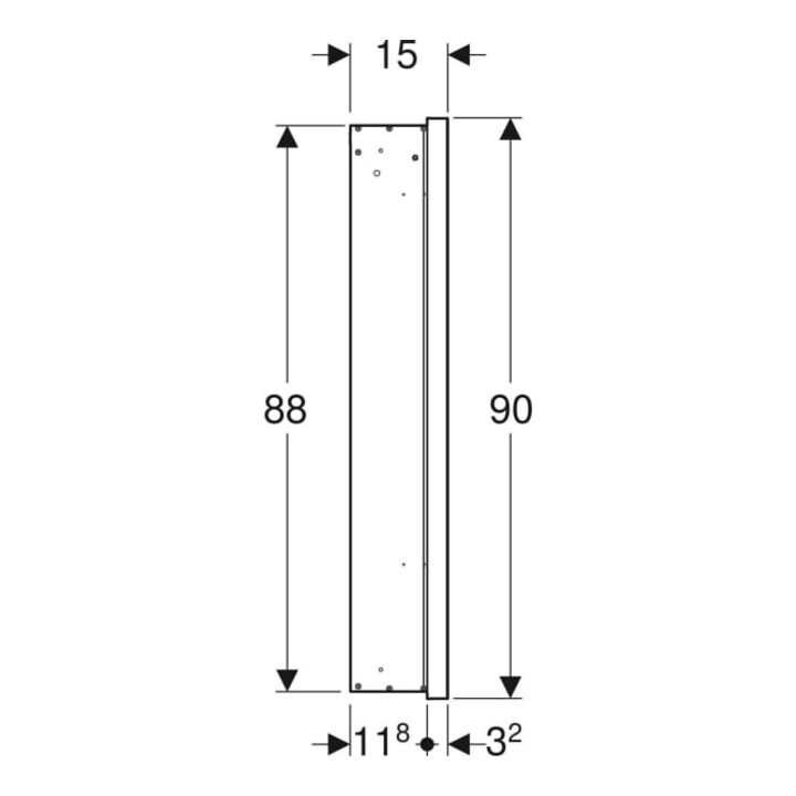 Geberit Armoire miroir One 60x90x15 cm, avec éclairage, 1 porte, droite, blanc avec aluminium