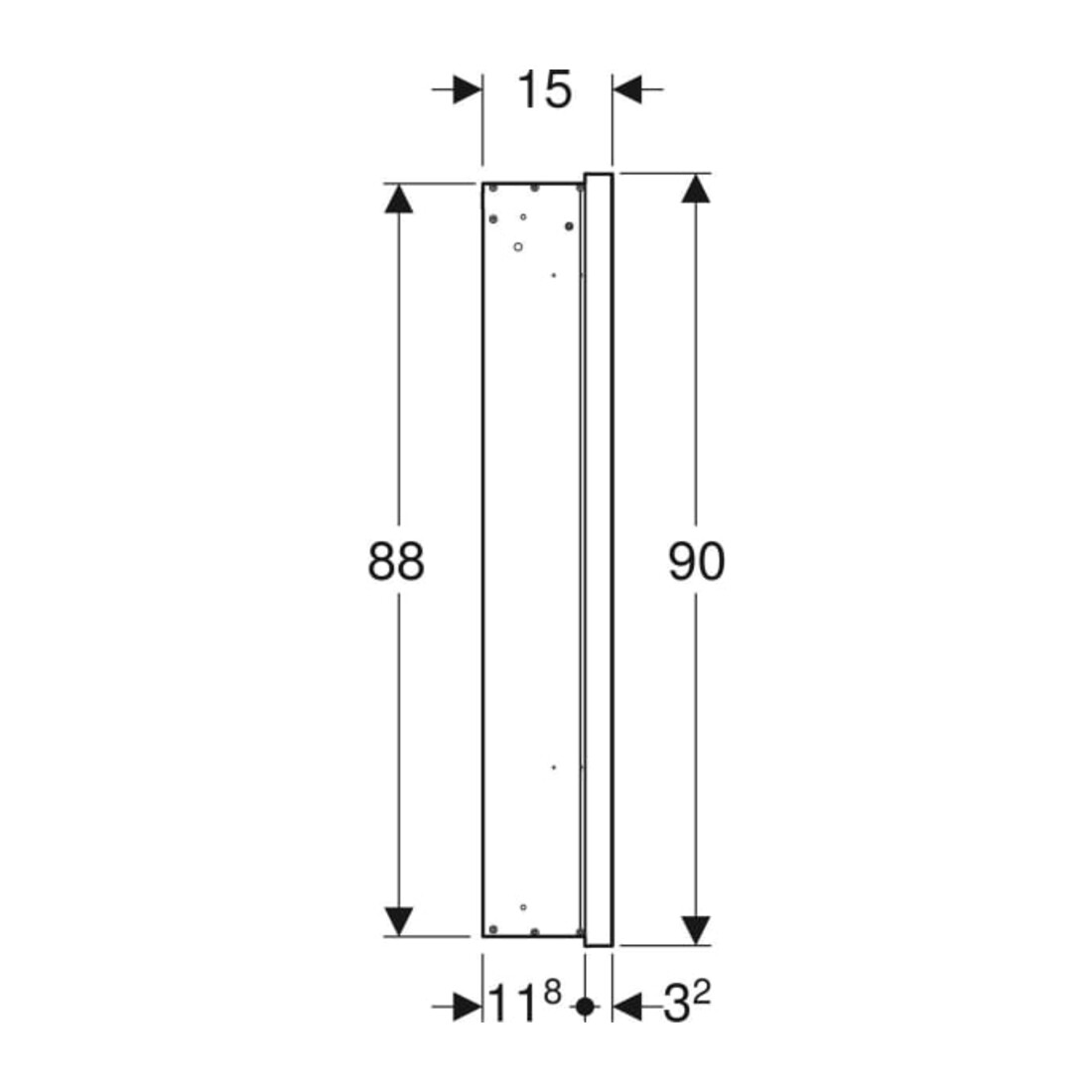 Geberit Armoire miroir One 60x90x15 cm, avec N, 1 porte, à gauche, blanc/A pb