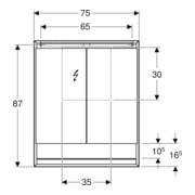 Geberit Armoire miroir One 75x90x15 cm, AL el, avec N + ComL, 2 portes-4