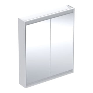 Geberit Armoire miroir One 75x90x15 cm, blanc laqué, avec ComfortLight, 2 portes.