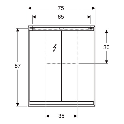 Geberit Armoire miroir One 75x90x15 cm, blanc laqué, avec ComfortLight, 2 portes.