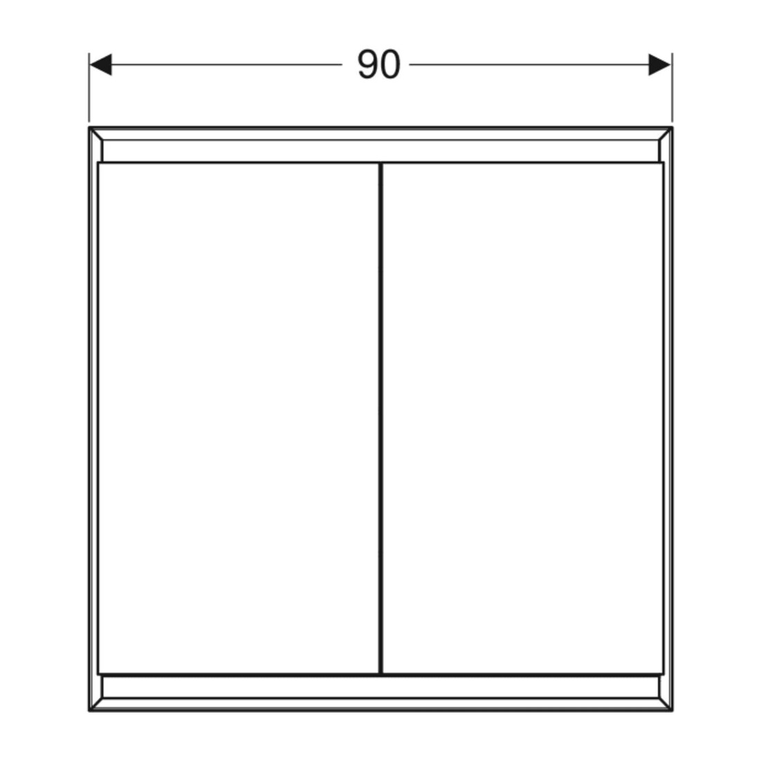 Geberit Armoire miroir One 90x90x15 cm, AL anodisé, avec ComfortL, 2 portes