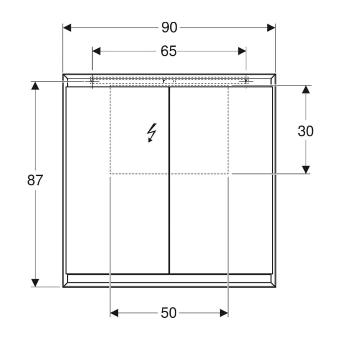 Geberit Armoire miroir One 90x90x15 cm, avec pb, avec ComfortL, 2 portes
