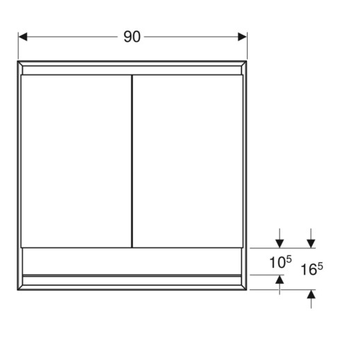 Geberit Armoire miroir One 90x90x15cm, avec éclairage LED, 2 portes