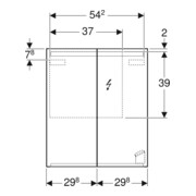 Geberit Armoire miroir Option 60x70x15mm, avec éclairage, 2 portes-5