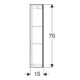 Geberit Armoire miroir Option 60x70x15mm, avec éclairage, 2 portes