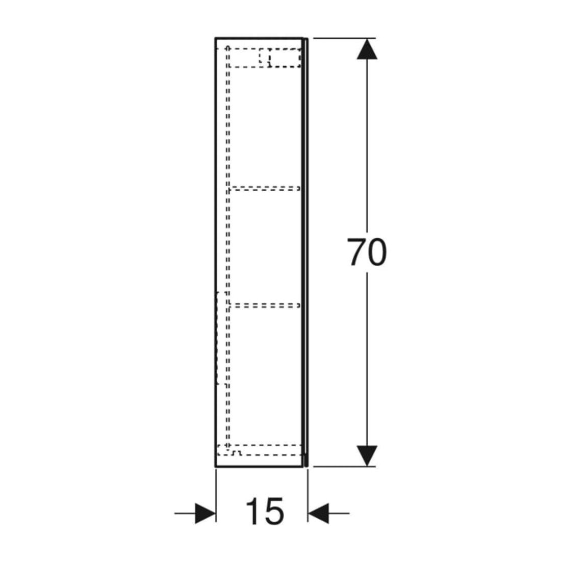 Geberit Armoire miroir Option 90x70x15mm, avec éclairage, 2 portes
