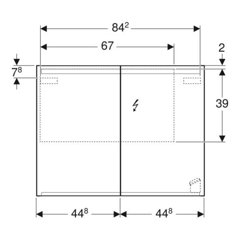Geberit Armoire miroir Option 90x70x15mm, avec éclairage, 2 portes