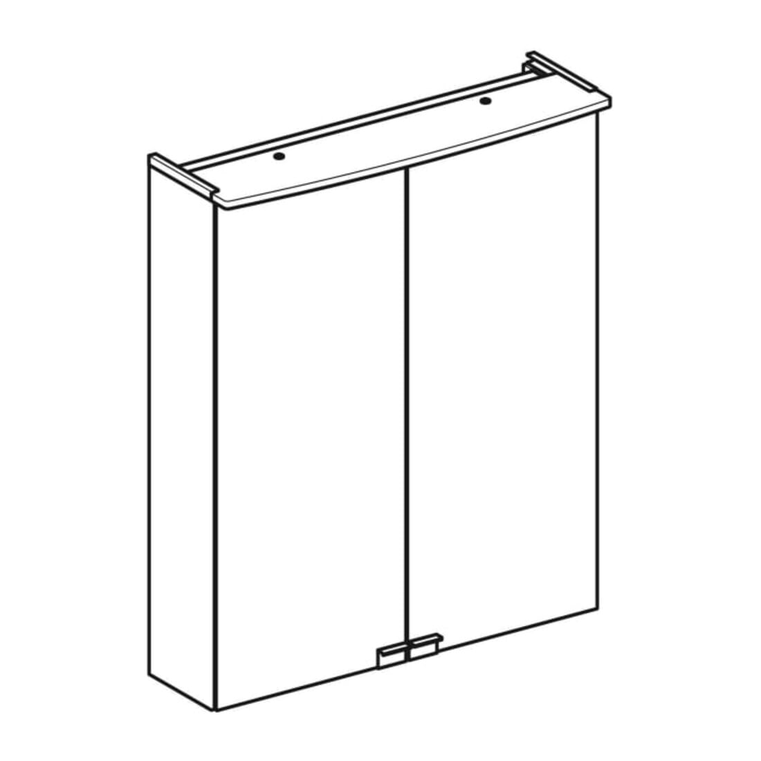 Geberit Armoire miroir Option Basic 55x67,5x14cm, avec éclairage, 2 portes, blanc