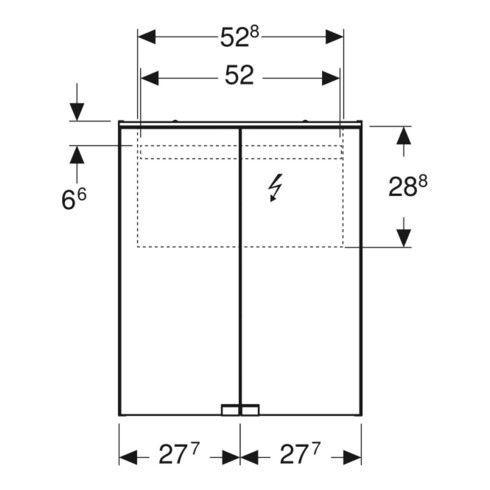 Geberit Armoire miroir Option Basic 55x67,5x14cm, avec éclairage, 2 portes, blanc