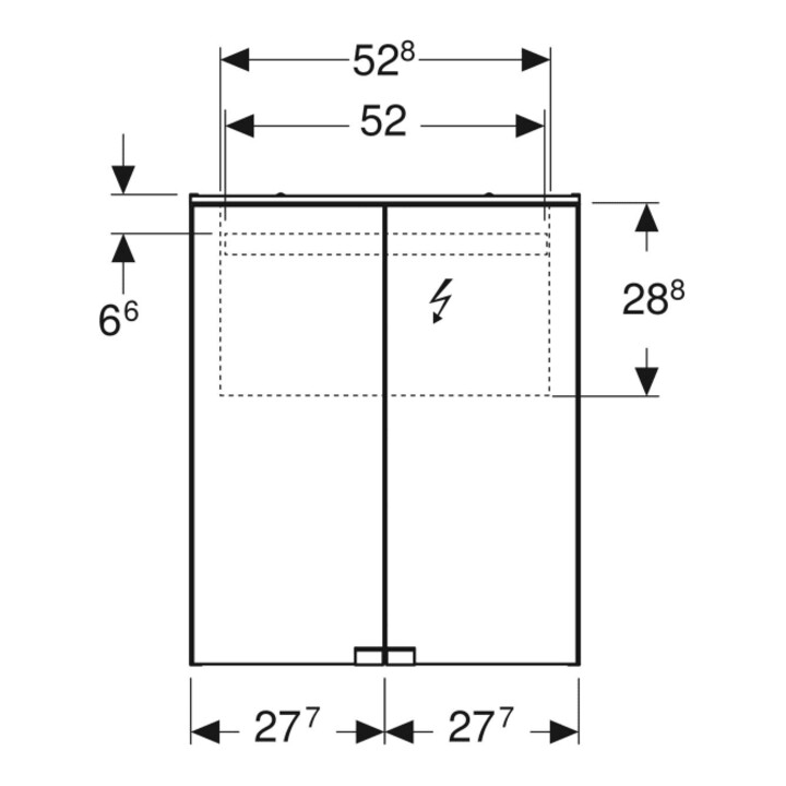 Geberit Armoire miroir Option Basic 55x67,5x14cm, avec éclairage, 2 portes, blanc