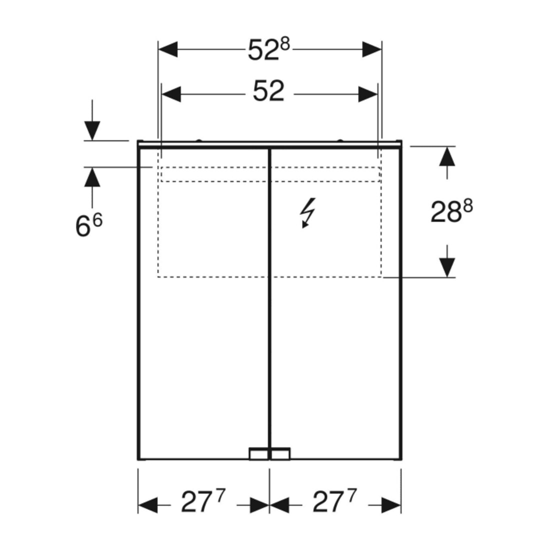 Geberit Armoire miroir Option Basic 55x67,5x14cm, avec éclairage, 2 portes, blanc