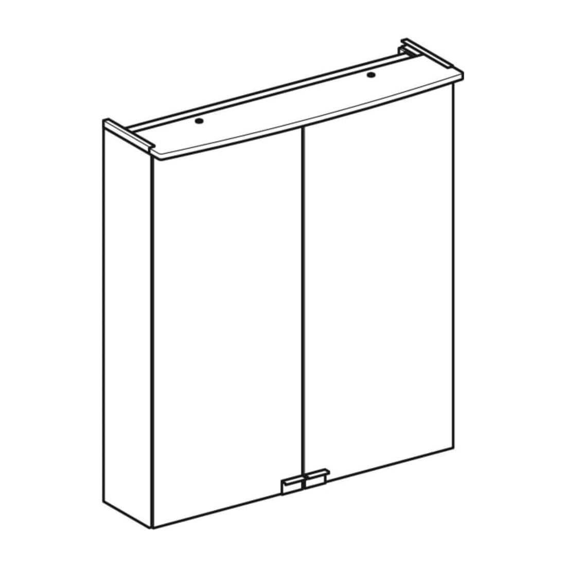 Geberit Armoire miroir Option Basic 60x67,5x14 cm, avec éclairage, 2 portes, blanc