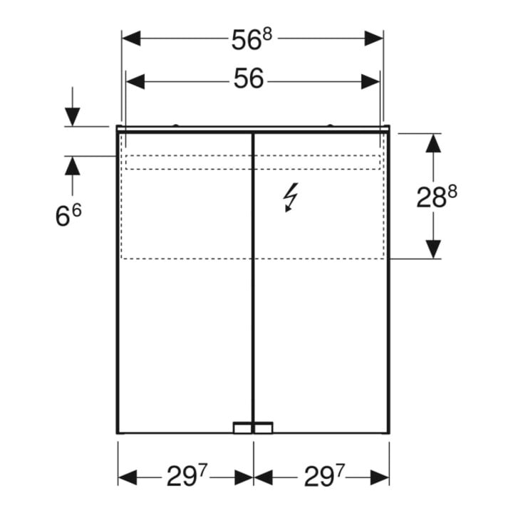 Geberit Armoire miroir Option Basic 60x67,5x14 cm, avec éclairage, 2 portes, blanc