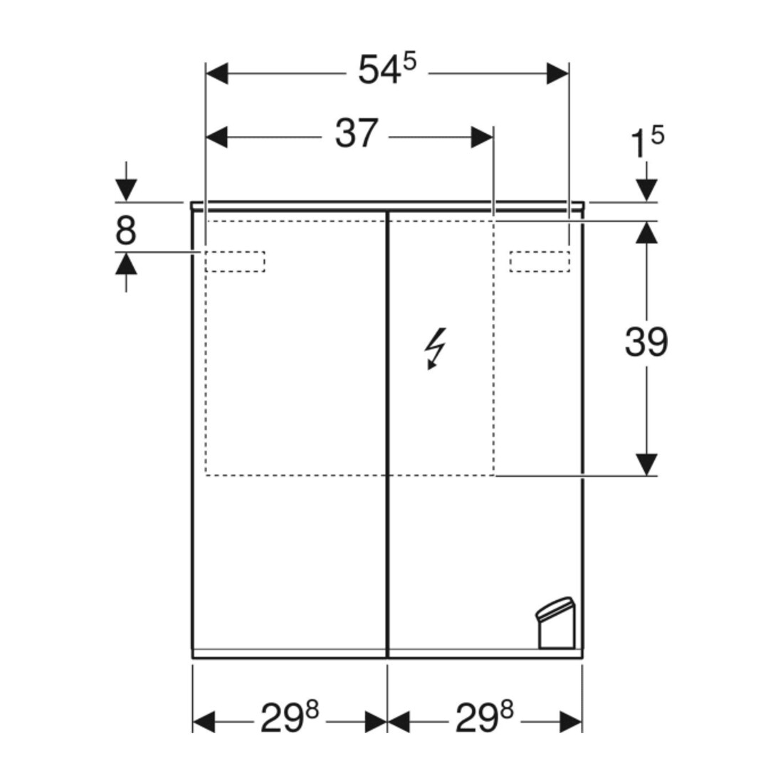 Geberit Armoire miroir Option Plus 60x70x17,2 cm, avec éclairage, 2 portes