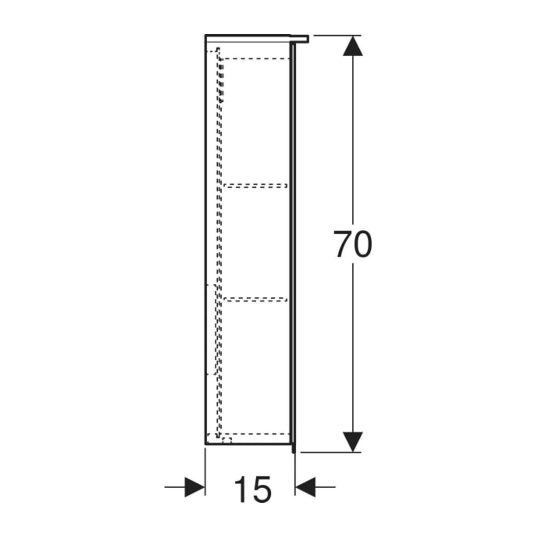 Geberit Armoire miroir Option Plus 60x70x17,2 cm, avec éclairage, 2 portes