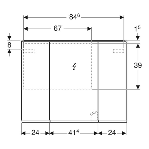 Geberit Armoire miroir Option Plus 90x70x17,2 cm, avec éclairage, 3 portes