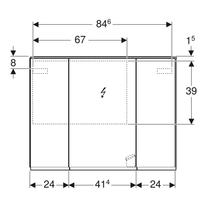 Geberit Armoire miroir Option Plus 90x70x17,2 cm, avec éclairage, 3 portes