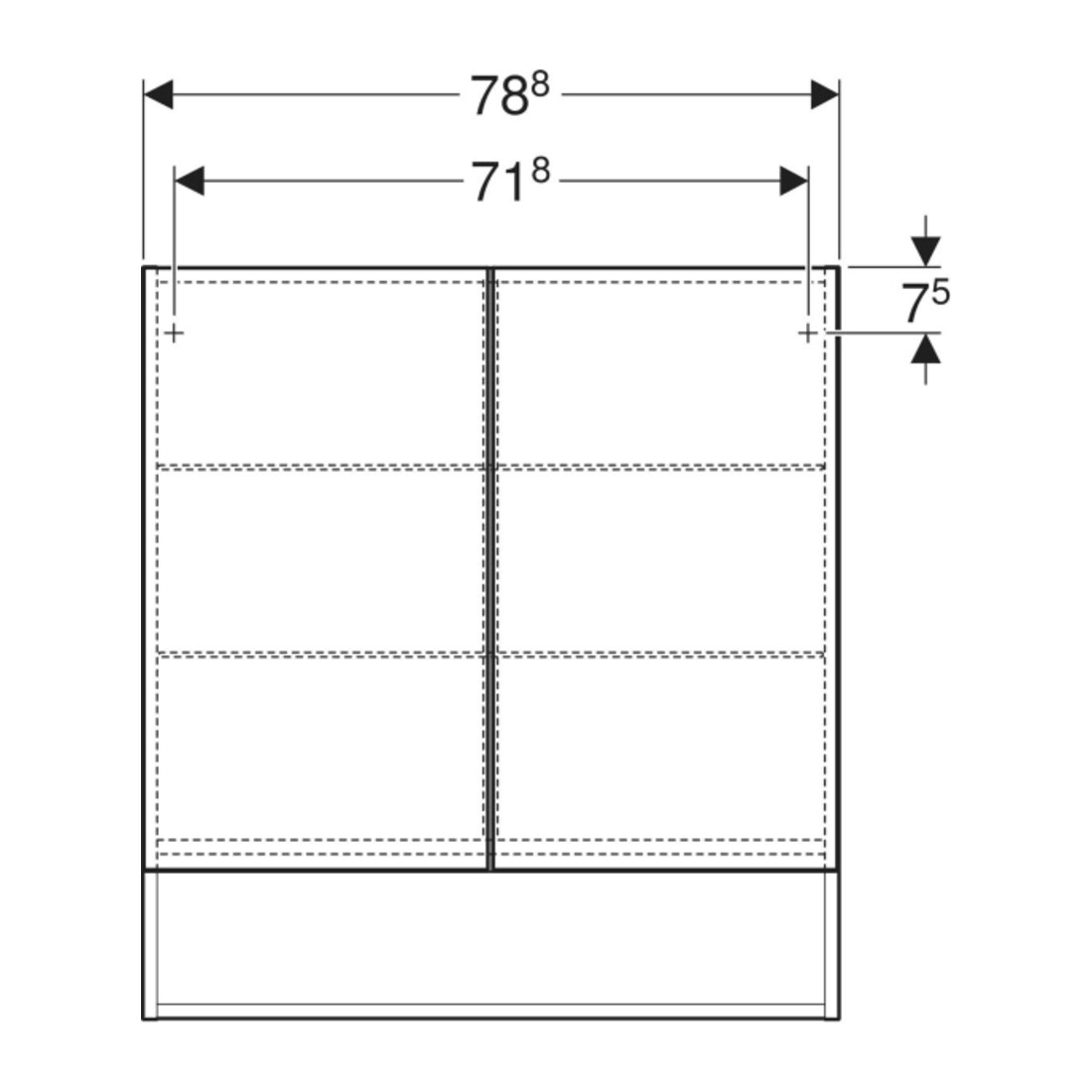 Geberit Armoire miroir Renova Plan 78,8 cm, blanc, laqué brillant, 2 portes