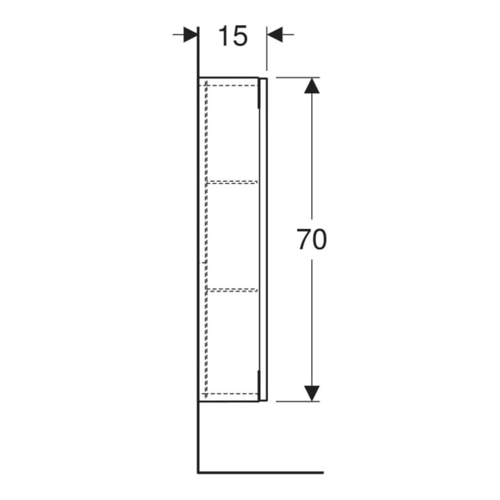 Geberit Armoire murale 45x70x15 cm, droite, 1 porte, noyer/Mélamine struct.