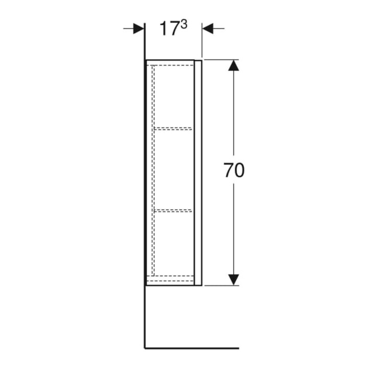 Geberit Armoire murale Renova Plan 39x70x17,3 cm, 1 porte, noyer, finition structurée