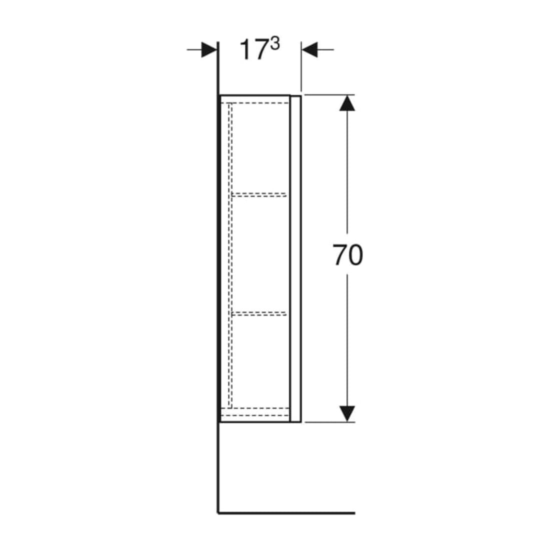 Geberit Armoire murale Renova Plan 39x70x17,3 cm, 1 porte, noyer, finition structurée