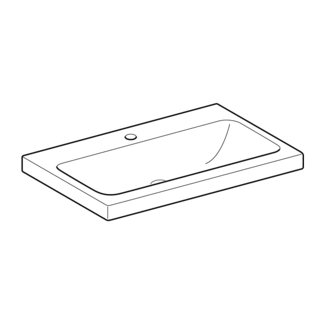 Geberit Aufsatzwaschtisch iCon 75x48cm, HL mi, o. ÜL, f Arbeitspl., we.