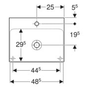 Geberit Aufsatzwaschtisch One 50x40cm, o. ÜL, we. K-Tect, Hahnl. mit.-2