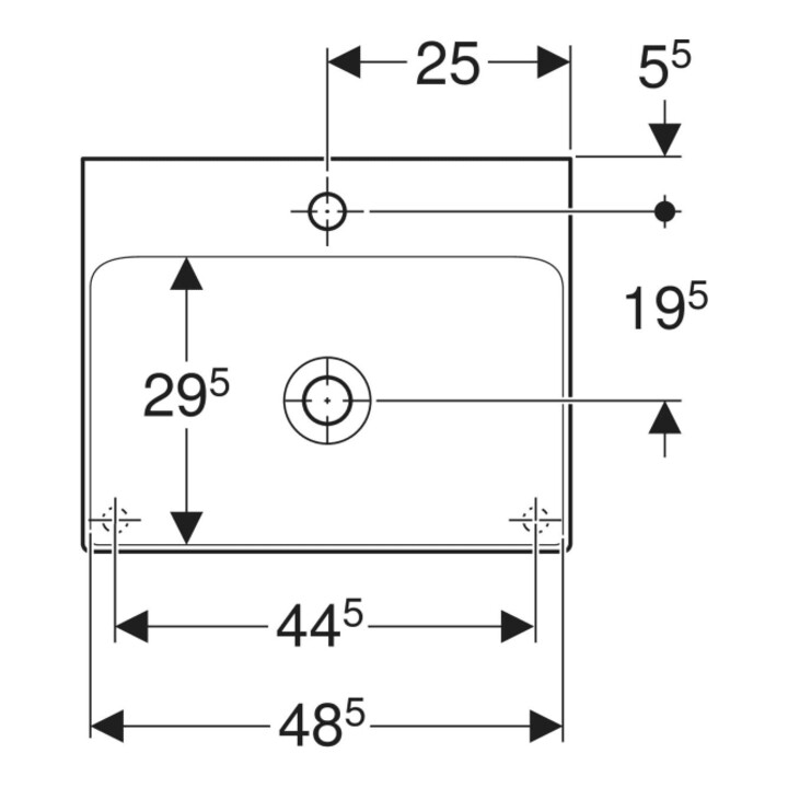 Geberit Aufsatzwaschtisch One 50x40cm, o. ÜL, we. K-Tect, Hahnl. mit.