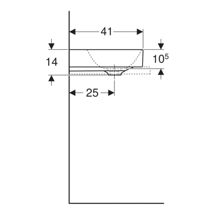 Geberit Aufsatzwaschtisch One 50x40cm, o. ÜL, we. K-Tect, Hahnl. mit.