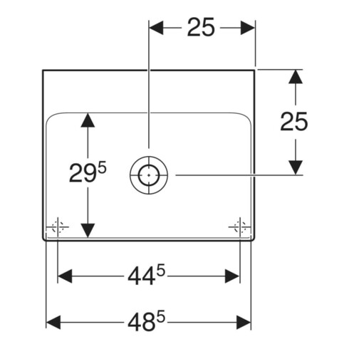 Geberit Aufsatzwaschtisch One 50x40cm, o. ÜL, we. K-Tect, o. Hahnloch