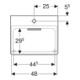 Geberit Aufsatzwaschtisch One 50x41cm, HL mi, o Ü, w K-Tect/Bl we. gl