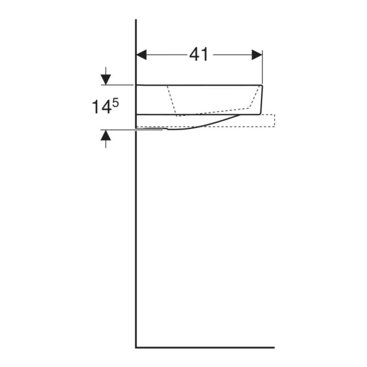 Geberit Aufsatzwaschtisch One 50x41cm, HL mi, o Ü, w K-Tect/Bl we. gl