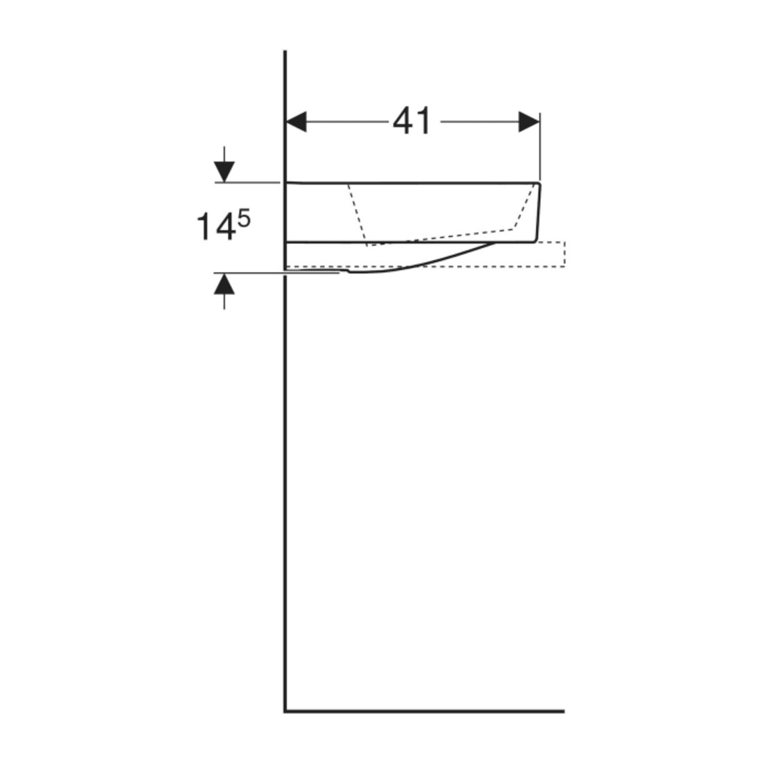 Geberit Aufsatzwaschtisch One 50x41cm, o HL + ÜL, we. matt/Bl hgl-vc