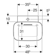 Geberit Aufsatzwaschtisch One 50x42,5cm, Schale, HL mi, o Ü, w K-Tec/B-4