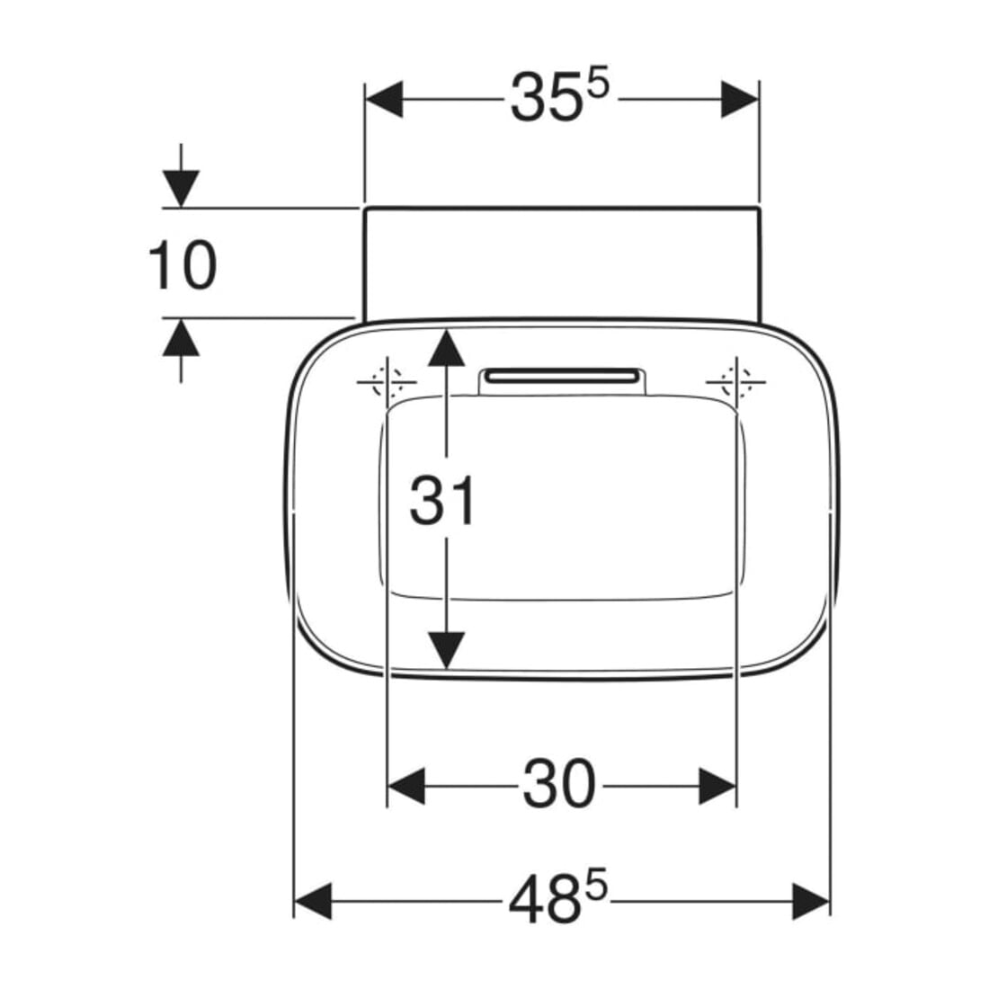Geberit Aufsatzwaschtisch One 50x42,5cm, Schale, o HL + Ü, w K-Tec/Bl