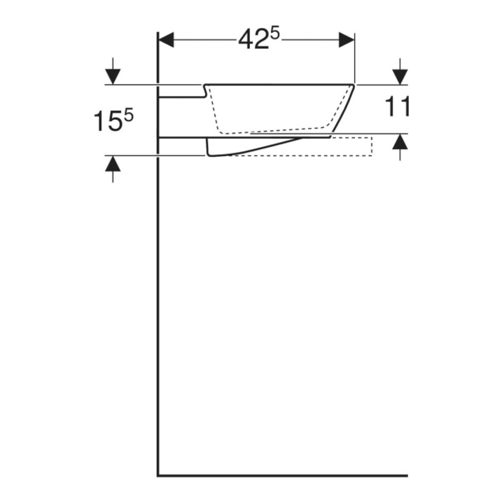 Geberit Aufsatzwaschtisch One 50x42,5cm, Schale, o HL + Ü, w K-Tec/Bl
