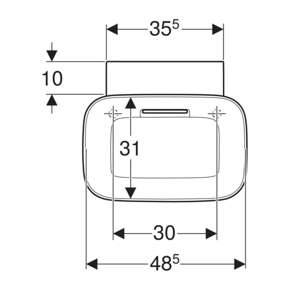Geberit Aufsatzwaschtisch One 50x42,5cm, Schale, o HL + Ü, w ma/Bl hgl
