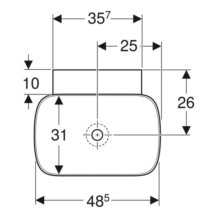 Geberit Aufsatzwaschtisch One 50x42,5cm, Schale, o Ü, w K-T., o Hahnl.