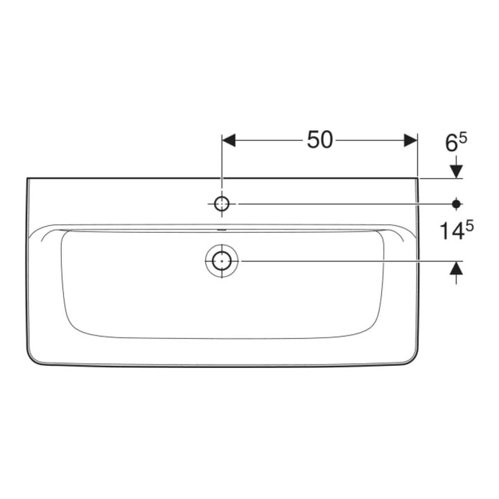 Geberit Aufsatzwaschtisch Renova Plan 100x48cm, Hahnl. mit., m ÜL, we. K-Tect