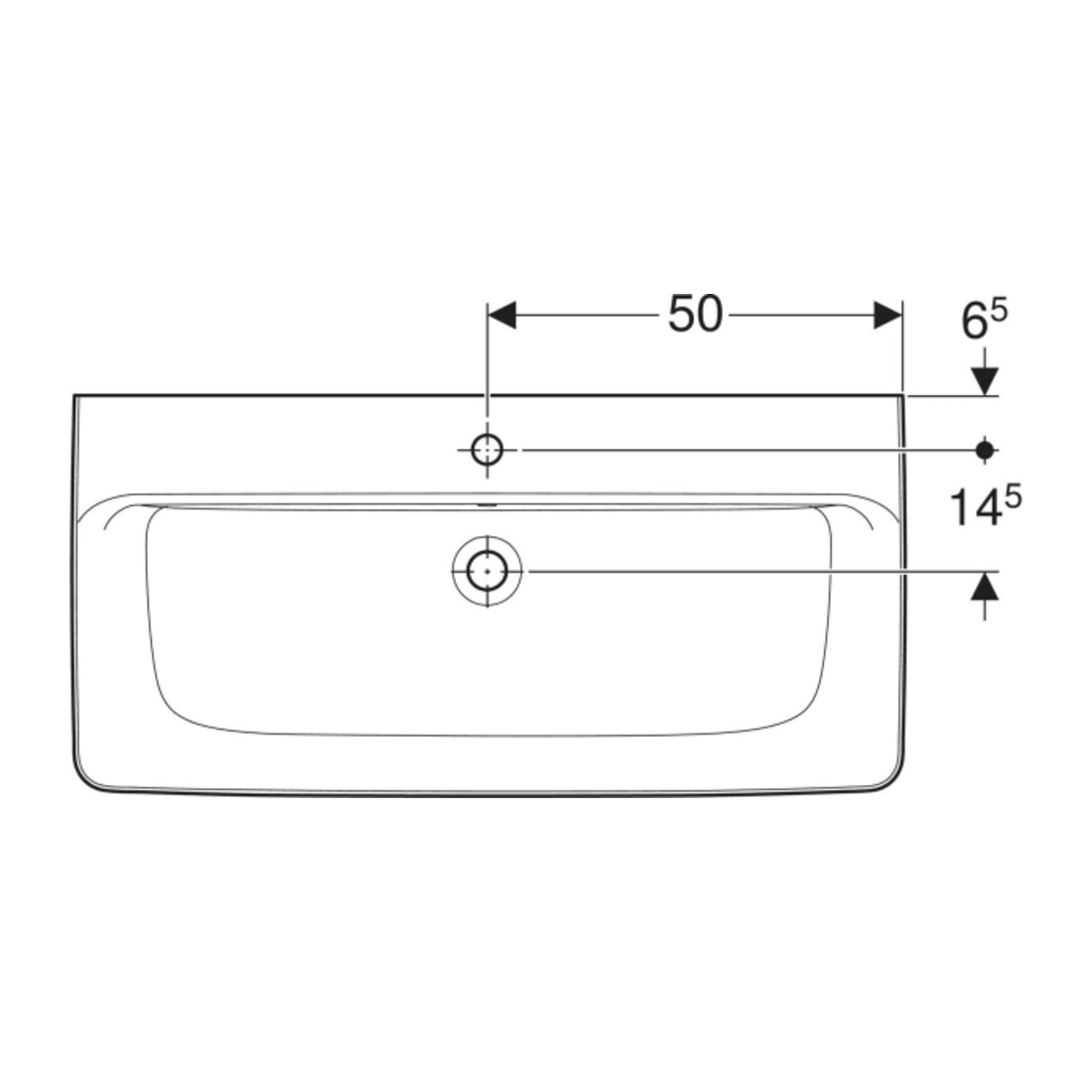 Geberit Aufsatzwaschtisch Renova Plan 100x48cm, Hahnl. mit., m ÜL, we. K-Tect