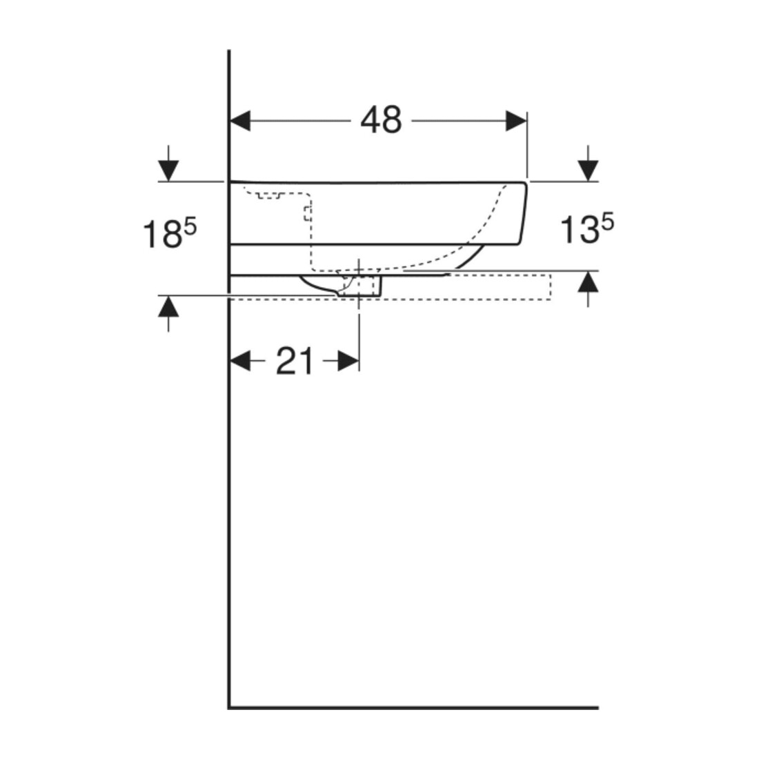 Geberit Aufsatzwaschtisch Renova Plan 100x48cm, Hahnl. mit., m ÜL, we. K-Tect