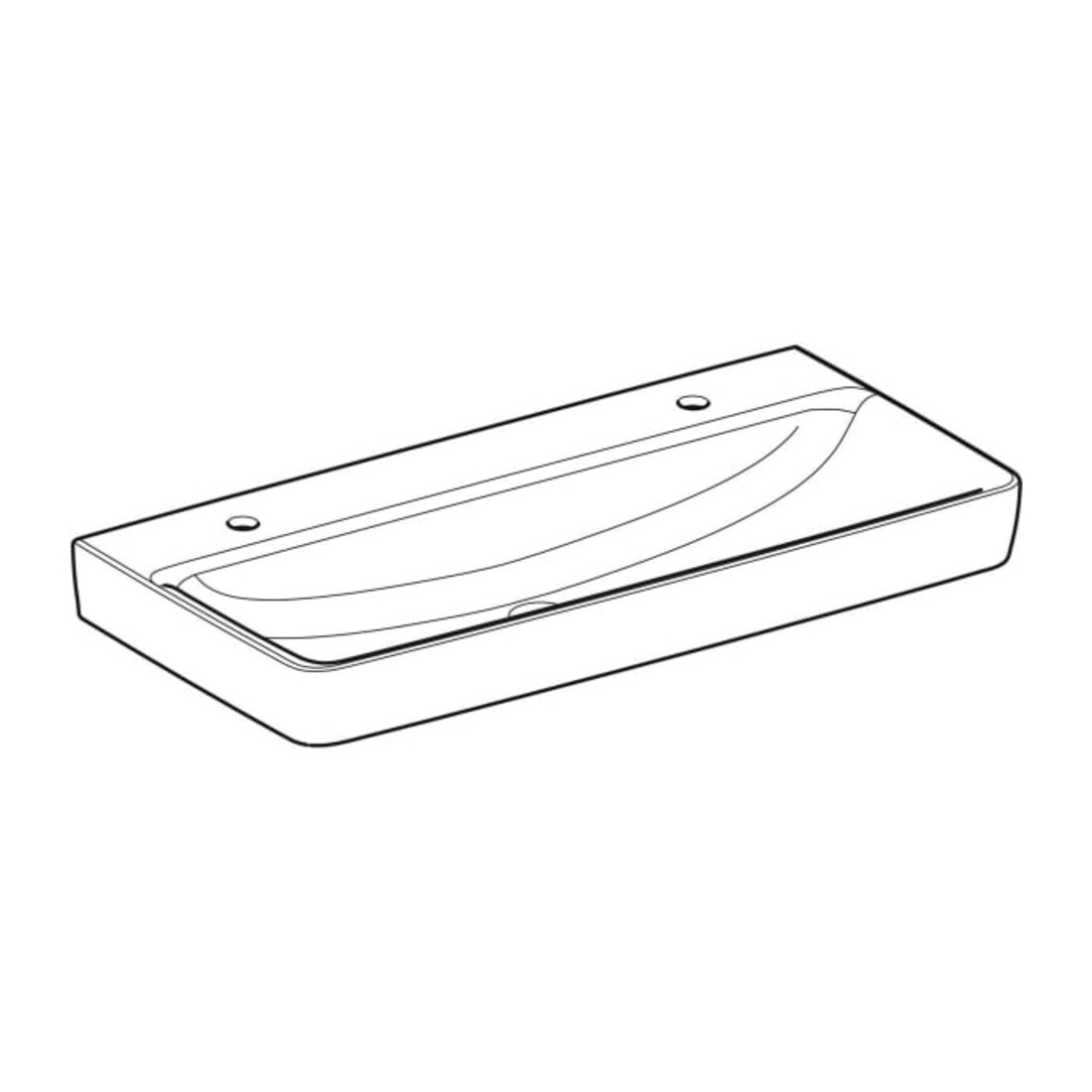 Geberit Aufsatzwaschtisch Renova Plan 100x48cm, HL re + li, m ÜL, we. K-Tect